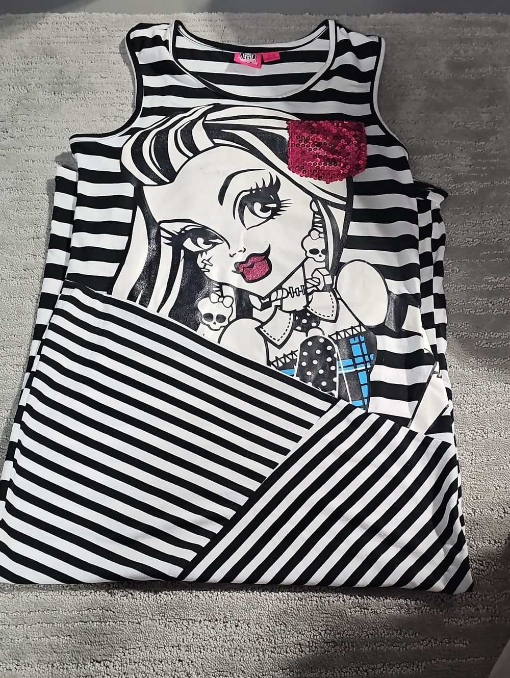 Monster High Mattel 2013 Frankie Stein White Stripe Pocket Bodycon Dress